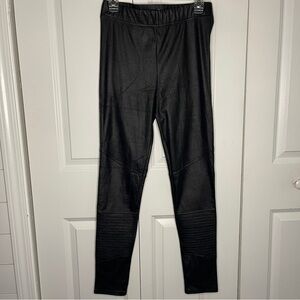 Mud Pie Black Skinny Pants Faux Leather Size Small 'Lollie' Leggings Moto Finch